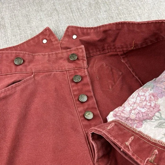 Vintage 60s Cactus Concha's Canvas Buckle Back Pants 38x30 Cowboy Crimson Red